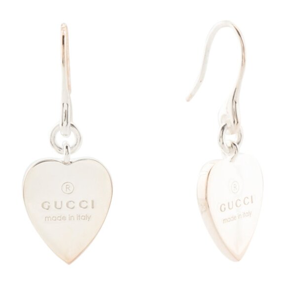 GUCCI Made In Italy Sterling Silver Drop Heart Earrings - Picture 1 of 2